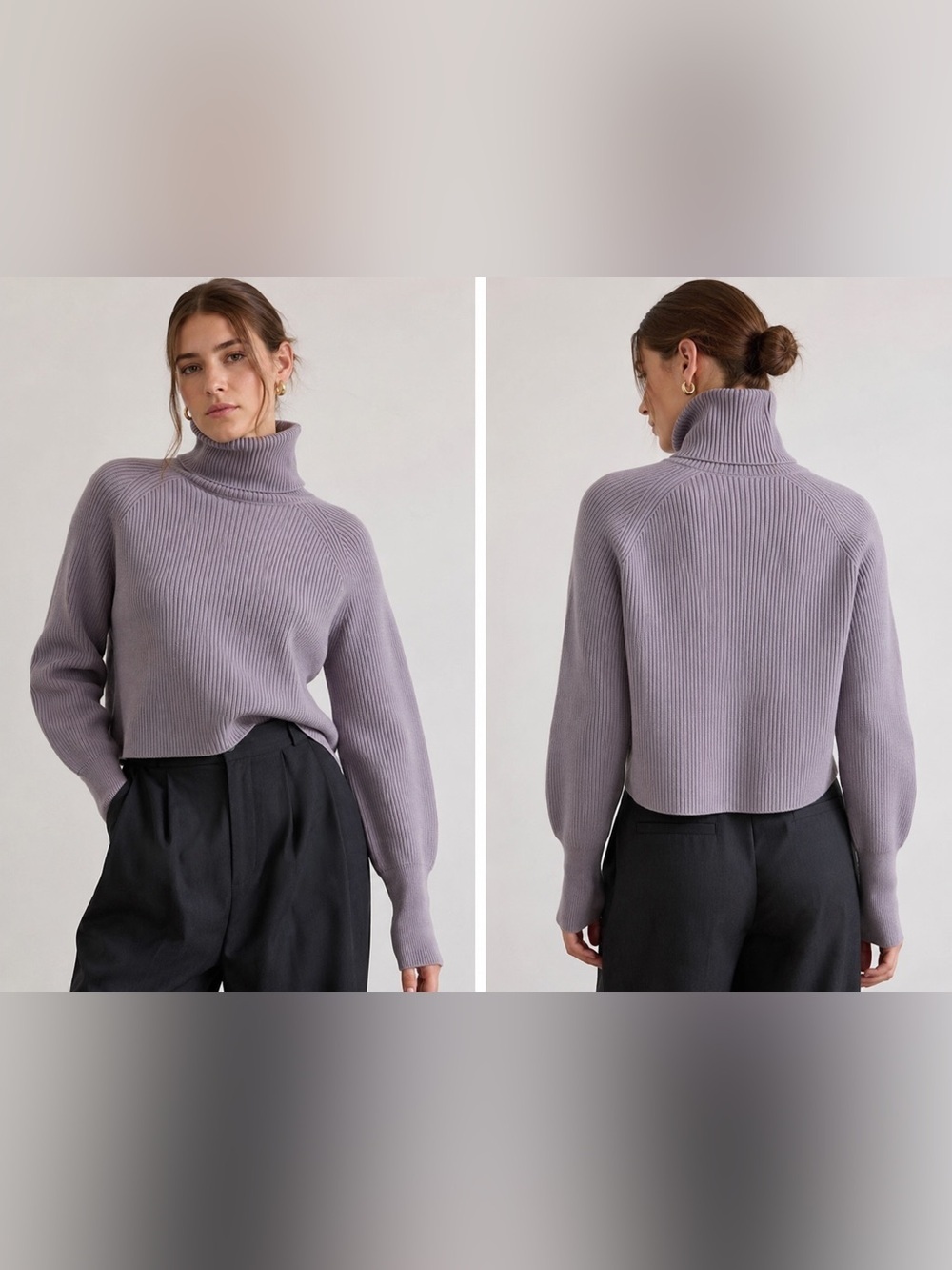 Wilfred Aritzia Merino Wool Ribbed Turtleneck Sweater Gray Womens XL
